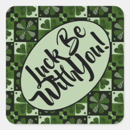 Lot mee met je Shamrock Checkerboard Patroon Vierkante Sticker