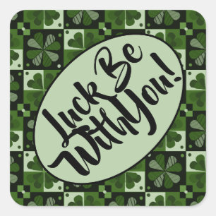 Lot mee met je Shamrock Checkerboard Patroon Vierkante Sticker