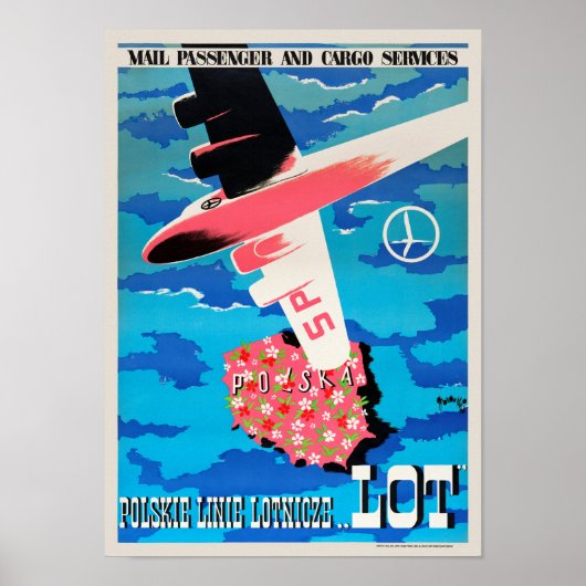 LOT Poland Vintage Travel Poster (Voorkant)