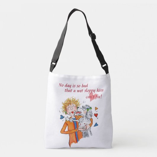 Loteerbare poedel likt onze vrouw in het rood crossbody tas (Achterkant)
