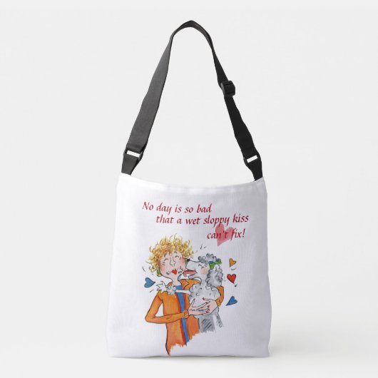 Loteerbare poedel likt onze vrouw in het rood crossbody tas (Voorkant)