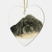 Loteerbare zwarte poele hond, optioneel gepersonal keramisch ornament (Links)