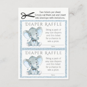 Loterijtickets voor luier voor olifant jongetje informatiekaartje