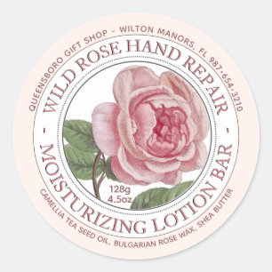 Lotion Bar Zeep Label Roze Wilde Roos Bloem