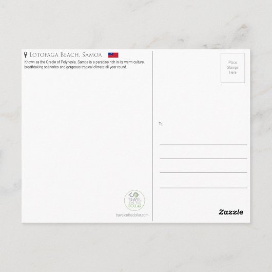 Lotofaga Beach, Samoa Briefkaart (Achterkant)