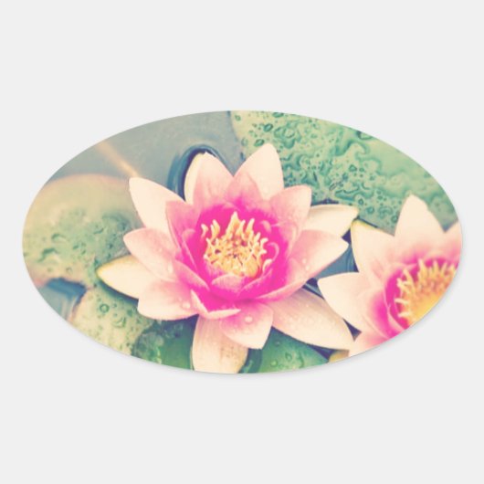 Lotos Flower Ovale Sticker (Voorkant)