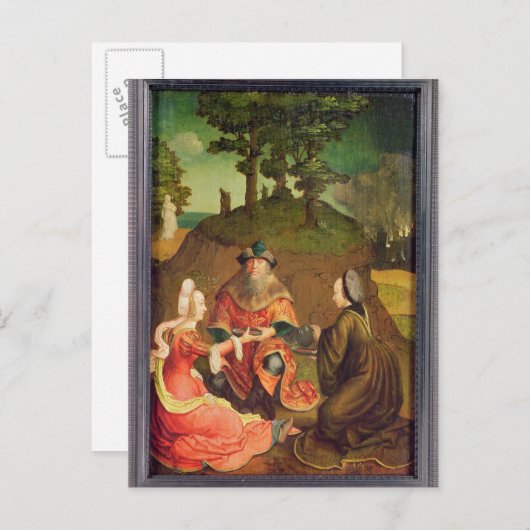 Lot's dochters maken hun vader-drink-wijn briefkaart (Voorkant / Achterkant)