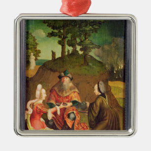 Lot's dochters maken hun vader-drink-wijn metalen ornament