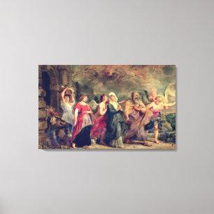 Lot's Family Leaving Sodom, 1625 (olie op het pane Canvas Afdruk
