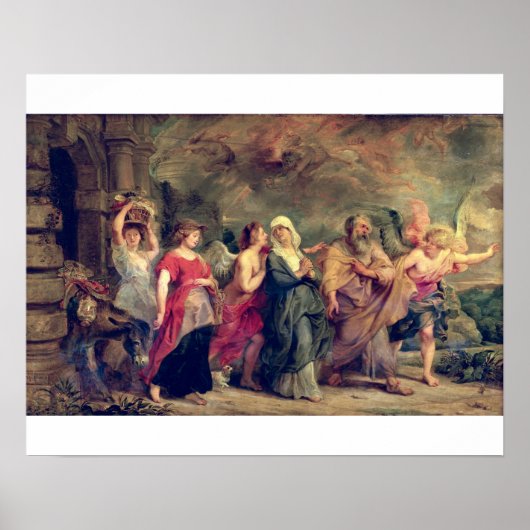 Lot's Family Leaving Sodom, 1625 (olie op het pane Poster (Voorkant)