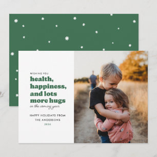 Lots More Hugs Foto Kerstkaart (Groen)