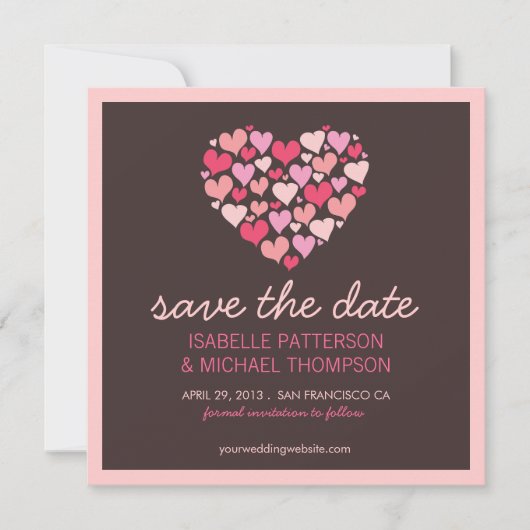 Lots of Hearts Love Save the Date Aankondiging (Voorkant)