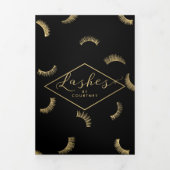 Lots of Lashes Pattern Lash Salon Zwarte Brochure Drieluik Kaart (Cover)