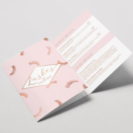Lots of Lashes Wimper Salon Roze/Roze Goud Brochur Drieluik Kaart