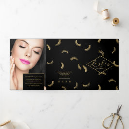 Lots of Lashes Wimper Salon Zwart/Gouden Brochure Drieluik Kaart