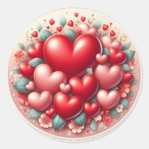 Lots of Love - Hartjes Ronde Sticker