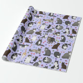 Lotsa Cats paarse rol Cadeaupapier (Uitgerold)