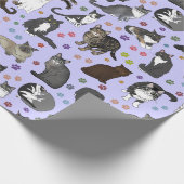 Lotsa Cats paarse rol Cadeaupapier (Hoek)