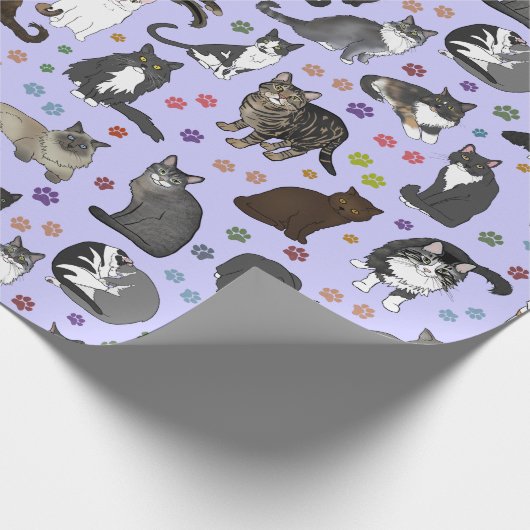 Lotsa Cats paarse rol Cadeaupapier (Hoek)
