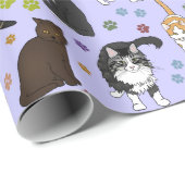 Lotsa Cats paarse rol Cadeaupapier (Rol Hoek)