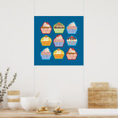 Lotsa Cupcakes Blue Poster (Keuken)