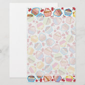 Lotsa Cupcakes in Cherries Stationery Briefpapier (Voorkant / Achterkant)