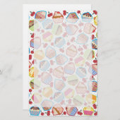 Lotsa Cupcakes in Cherries Stationery Briefpapier (Voorkant / Achterkant)