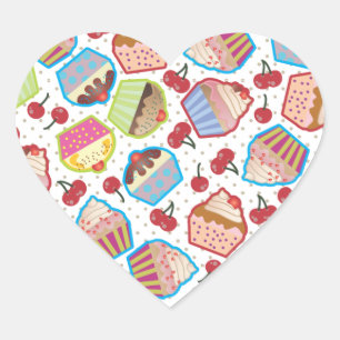 Lotsa Cupcakes n Kersen Hart Sticker