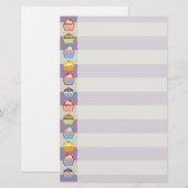 Lotsa Cupcakes Paarse Stripes Stationery Briefpapier (Voorkant / Achterkant)