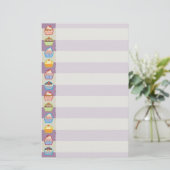 Lotsa Cupcakes Paarse Stripes Stationery Briefpapier (Staand voorkant)