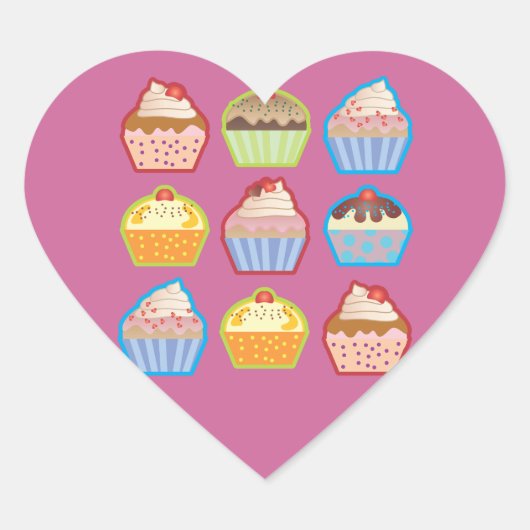 Lotsa Cupcakes Roze Hart Sticker (Voorkant)