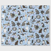 Lotsa Katten blauwe rol Cadeaupapier (Vlak)