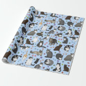 Lotsa Katten blauwe rol Cadeaupapier (Uitgerold)
