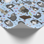 Lotsa Katten blauwe rol Cadeaupapier (Hoek)