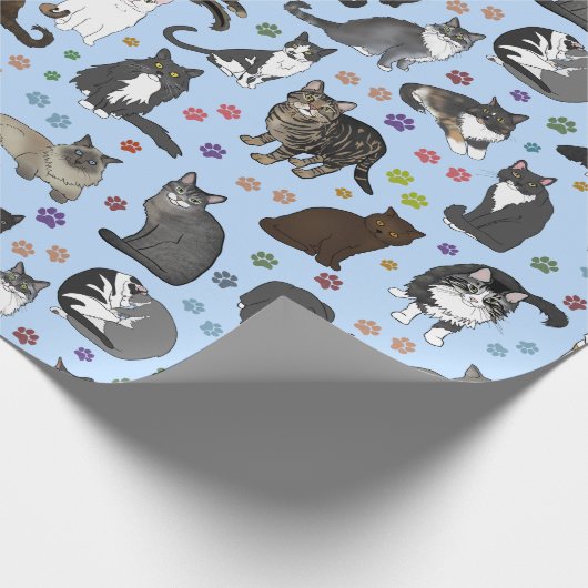 Lotsa Katten blauwe rol Cadeaupapier (Hoek)