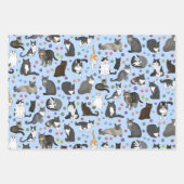 Lotsa Katten - roze, blauw, geel Inpakpapier Vel (Voorkant)