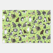 Lotsa Katten - roze, groene, paarse blaasgom Inpakpapier Vel (Voorkant 2)