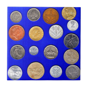 lotsa oude buitenlandse muntstukken tegeltje