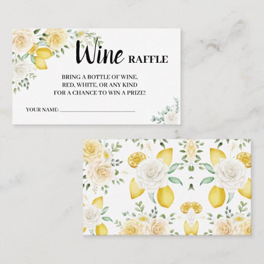 Lotterijticket citroenen & rozen wijn Bruidscadeau Plaatskaartje (Voorkant / Achterkant)