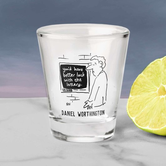 Lottery Cartoon voor geldmachines. Shot Glas