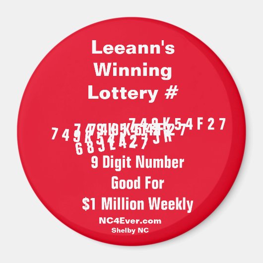 Lottery Number Magnet (Lotterijnummer) van Leann w (Voorkant)