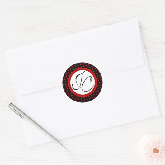 Lotti Dotti - Initialen Sticker (rood) (Envelop)