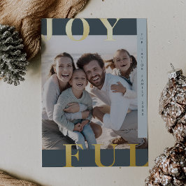 LOTTIE Blauwe Folie Vrolijke Familie Foto Kerst Feestdagenkaart