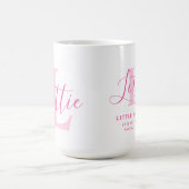 Lottie naam betekenis en roze monogram tekst koffiemok (Center)