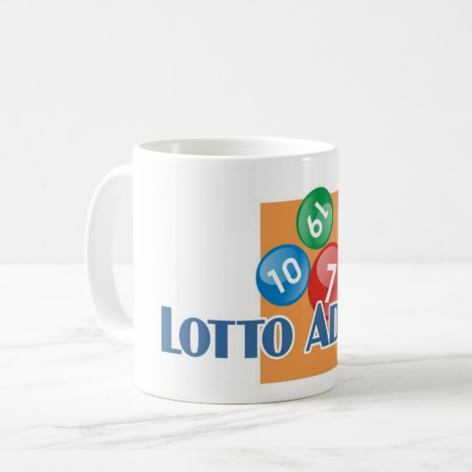 Lotto Addict's witte mok (Voorkant links)