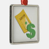 Lotto Ticket Metalen Ornament (Rechts)