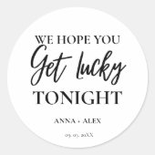 Lotto Wedding Favors Tassen Get Lucky Tonight Ronde Sticker (Voorkant)