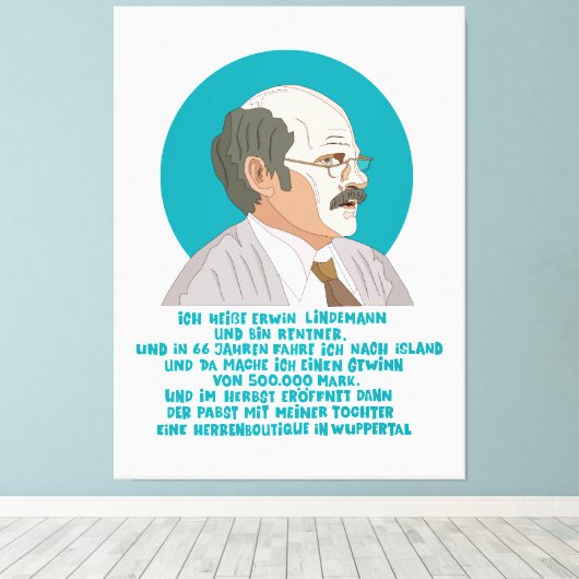 Lottogewinner Erwin Lindemann - Loriot - Funny Canvas Afdruk (Insitu (Houten vloer))