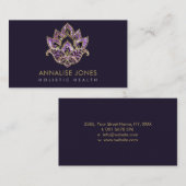 Lotus - Amethyst textuur en gouden versierd Visitekaartje (Voorkant / Achterkant)