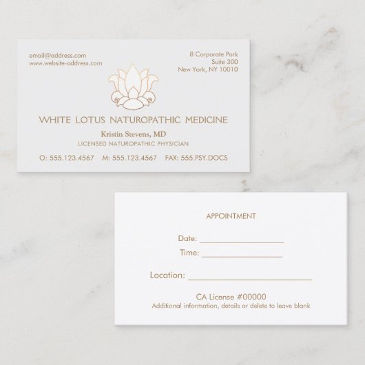 Lotus Appointment Card Afsprakenkaartje (Voorkant / Achterkant)